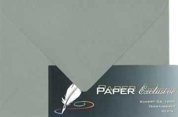 Paper Exclusive Kuvert C6 120g mørkegrå tekstureret 10stk.