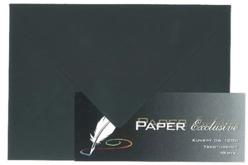 Paper Exclusive Kuvert C6 120g sort tekstureret 10stk.