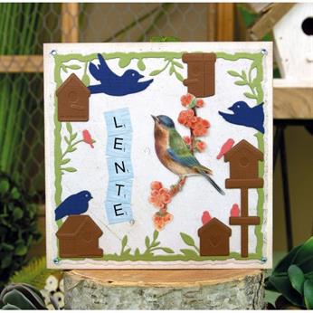 Jeanine's Art Dies "Vintage Birds - Birdhouse Frame"