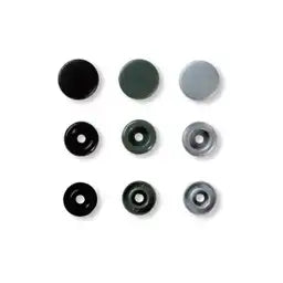 Trykknapper plast 12,4 mm grå mix (30 sæt)