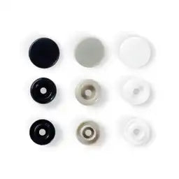 Trykknapper plast 12,4 mm sort mix (30 sæt)