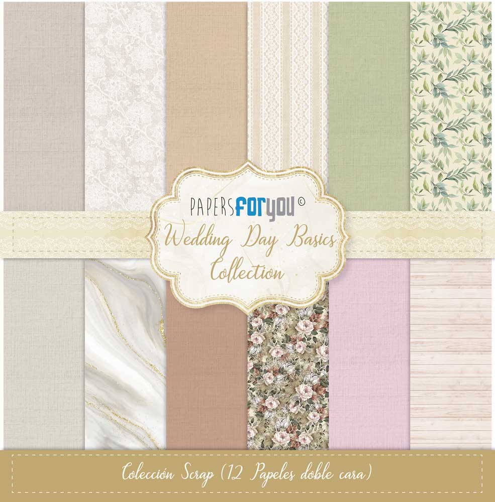 Scrapark 12' x 12' pakke Papers for you Wedding day basics collection