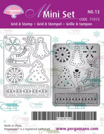 Pergamano Mini Set Grid og Stempel 13 - Vinterfestival