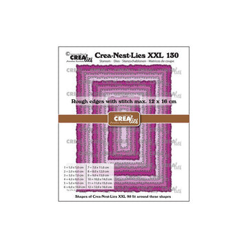 CREAlies - Crea-Nest-Lies XXL No. 130 - Rectangles With Rough Edges And Stitchlines - CLNestXXL130