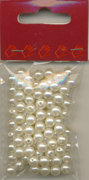 Voksperle 6mm hvid ø 0,5mm ca.12g