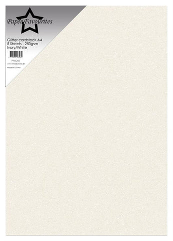 Glitter karton Ivory/white