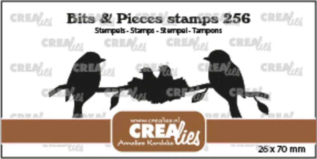 Crealies stempel 2  fugle og rede på gren