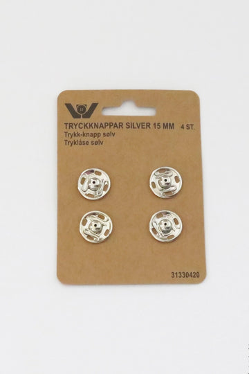 Villy jensen Tryklåse sølv 15 mm (4 stk)