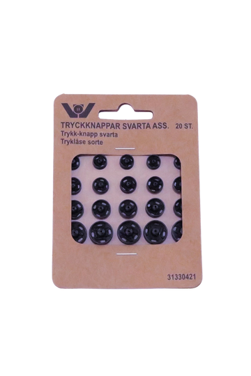 Villy jensen Tryklåse sort 6,7,9,11 mm (20 stk) sb