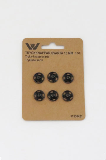 Villy jensen Tryklåse sort 13 mm (6 stk)