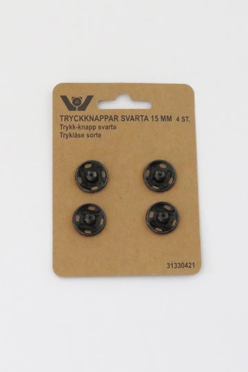 Villy jensen Tryklåse sort 15 mm (4 stk)