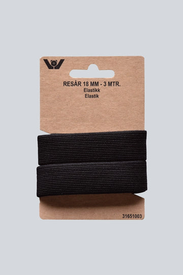 Villy jensen Elastik 18mm. 3 mtr. sb sort
