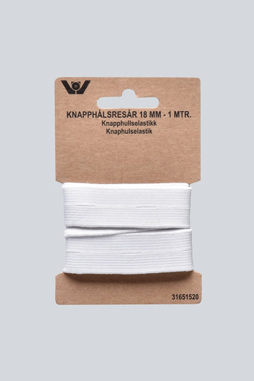 Villy jensen Knaphulselastik 18mm 1mtr sb hvid