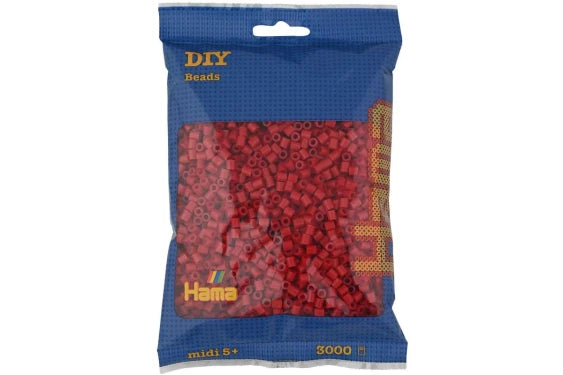 HAMA Hama midi perler 3000stk mørkerød