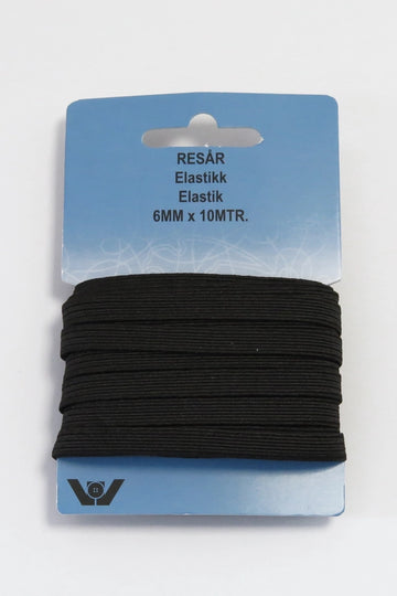 Villy jensen Elastik 6 mm sb 10 meter sort