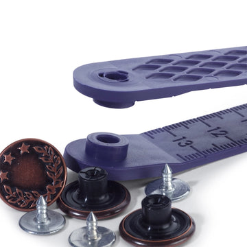 Jeansknapper 17 mm antik messing (8 sæt)