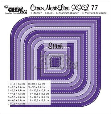 Crea-Nest-Lies XXL dies no. 77, Square with 2 rounded corners with stitchlines