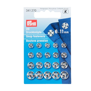 Prym Tryklåse 6 - 11 mm sølv (20 stk)