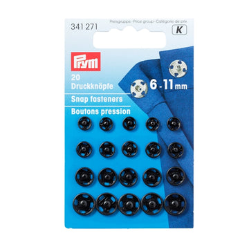 Prym Tryklåse 6 - 11 mm sort (20 stk)