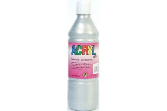 Acryl metallic sølv 500ml