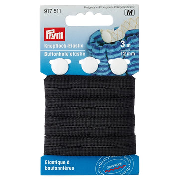 Prym Knaphuls elastik 12 mm x 3 meter sort