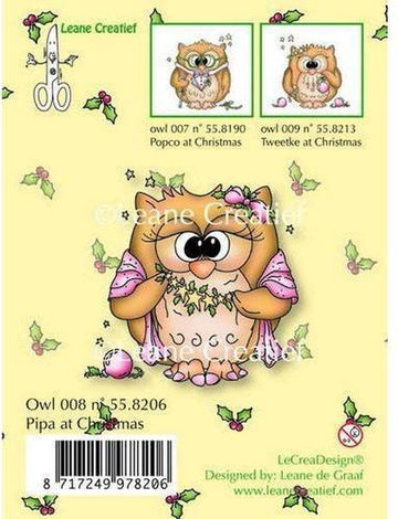 Leane Creatief - stempel Owl Pipa at Christmas 55.8206 ugle