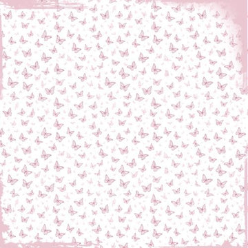 Lyserød med sommerfugle og blomster