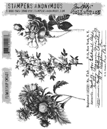 Tim Holtz Stampers Anonymous Cling Stamps Flower Shop CMS401