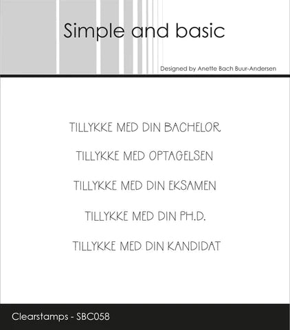 Simple and Basic clearstamp – SBC058 – “Danske Tekster: Uddannelse”