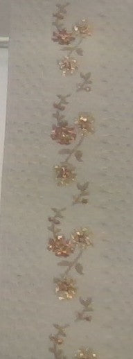 Pyntebånd med små glimmer blomster i guld og kobber cxa 30mm