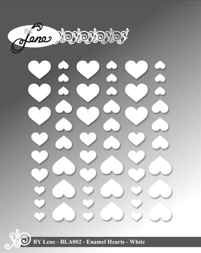 Enamel hjerte dots hvid