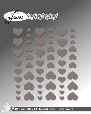Enamel hjerte dots Grå brun