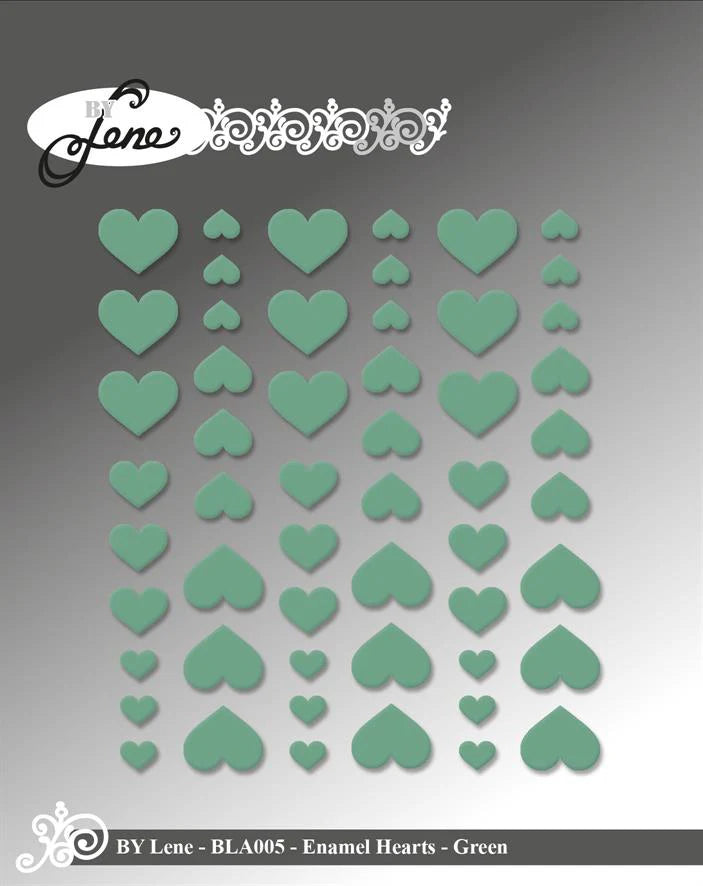 Enamel hjerte dots  Grøn