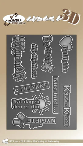 Embossing folder med danske tekster