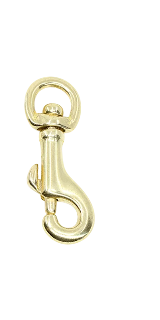 Karabinhage støbt messing - 10mm øje 55mm lang