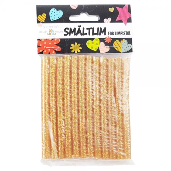Limstift til limpistol guld med glitter. 7mm