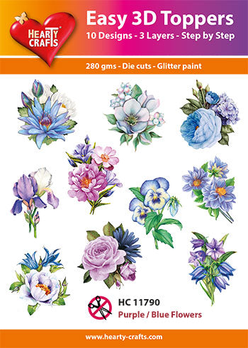 Easy 3D Toppers Purple /Blue Flowers