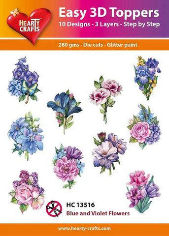 7513516 Easy 3D Toppers 10 ASS. HC13516 Blue and violet flowers