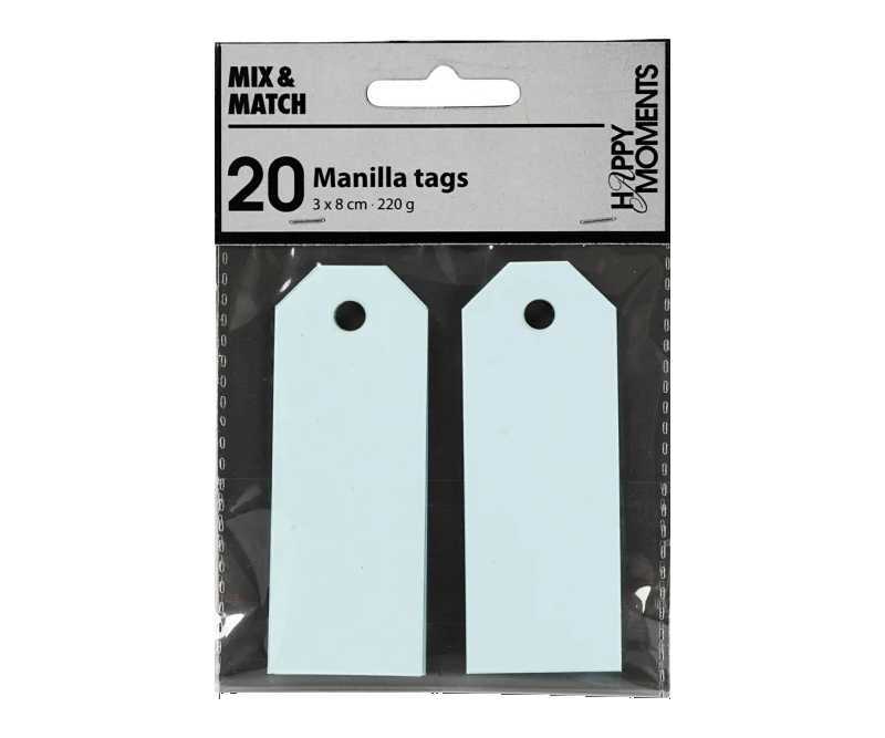 Manillamærker 3 x 8cm 20 stk. - Lyseblå