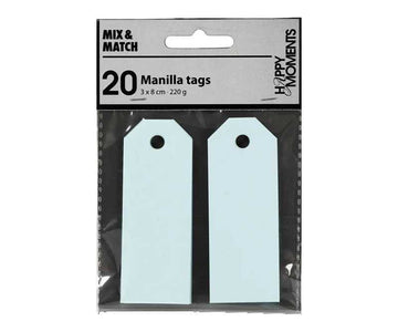 Manillamærker 3 x 8cm 20 stk. - Lyseblå