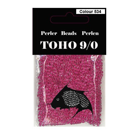 TOHO perler 9/0 farvenr. 534 mørk rosa/ cyclamen farvet kerne klar udenom. 40g