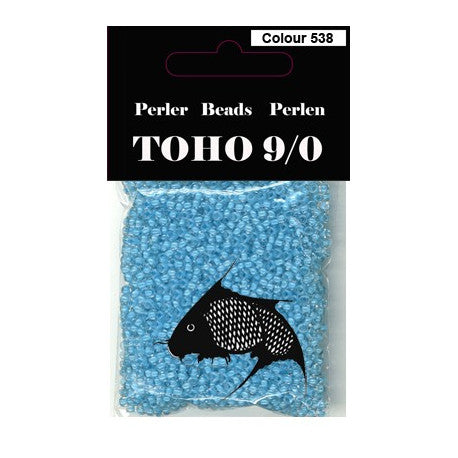 TOHO perler 9/0 farvenr. 538 blå farvet kerne, klar udenom. 40g