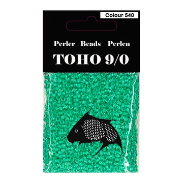 TOHO perler 9/0 farvenr. 540 grøn farvet kerne klar udenom. 40g