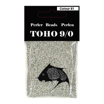 TOHO perler 9/0 farve 61 sølv farvet kerne glasklar uden om. 40g