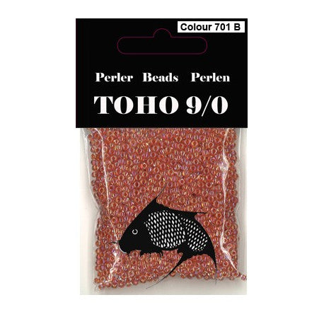 TOHO perler 9/0 farvenr 701B Laksefarvet, farvet kerne klar udenom. 40g