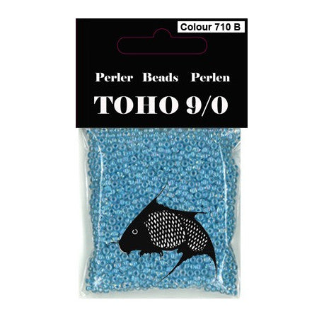 TOHO perler 9/0 farvenr 710B blå farvet kerne klar udenom. 40g