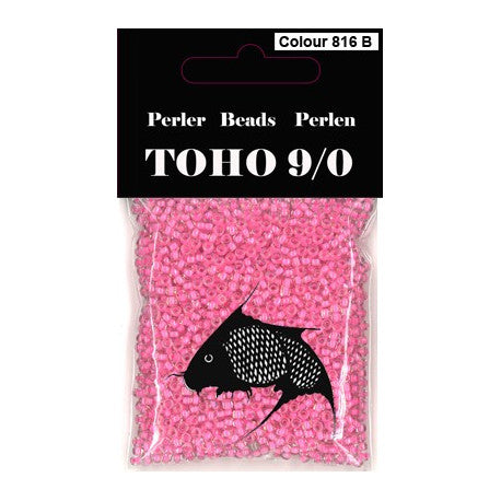 TOHO perler 9/0 farvenr 816B lys rosa farvet kerne klar udenom 40g