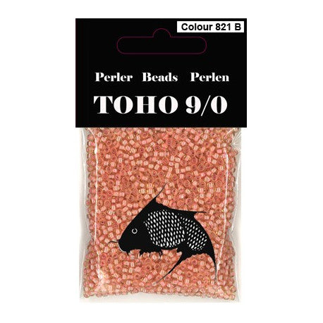 TOHO perler 9/0 farvenr 821B laksefarvet sølv i midten farvet udenom 40g