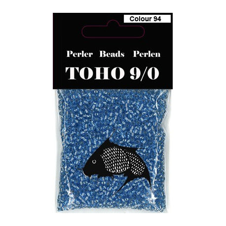 TOHO perler 9/0 farvenr. 94 blå/ sølv i midten farvet udenom. 40g