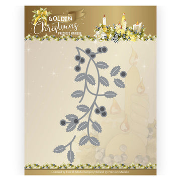 Precious Marieke - Golden Christmas - Holly Branch - PM10239